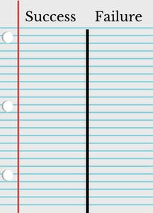 Picture of a sheet of paper with Success and Failure written on it.
