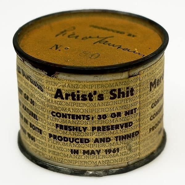 Close-up of another of Manzoni’s tins of shit