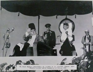 Imam Sultan Muhammad Shah at Platinum Jubilee. The Imam touched his hand to his head to signify his bestowing blessings upon his murids. Imam Sultan Muhammad Shah at Platinum Jubilee. The Imam touched his hand to his head to signify his bestowing blessings upon his murids.