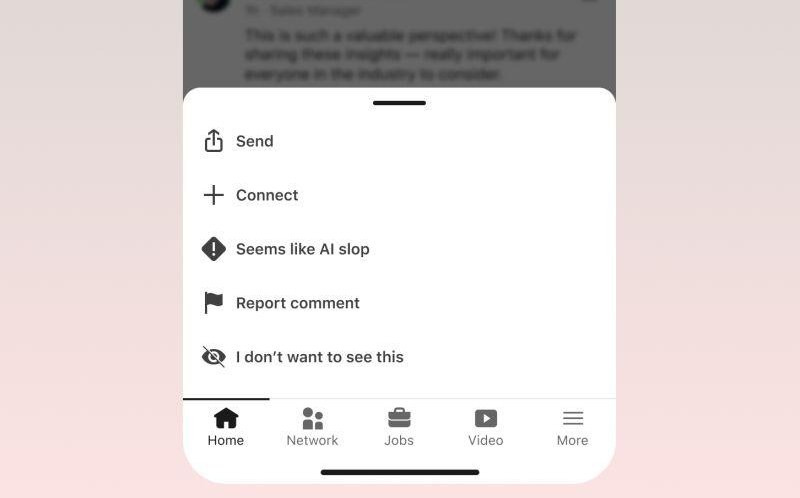 LinkedIn actually adds a 'seems like AI slop' button | The Verge LinkedIn actually adds a 'seems like AI slop' button | The Verge