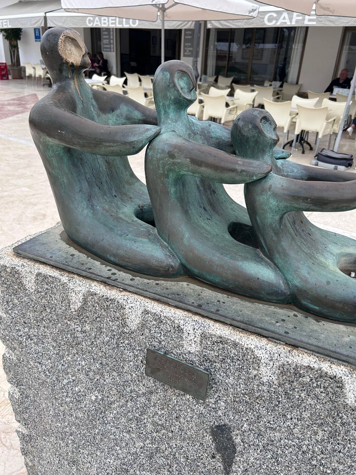Stumbling on statues In Torremolinos.