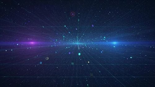A mesmerizing video background featuring an infinite quantum particle field.