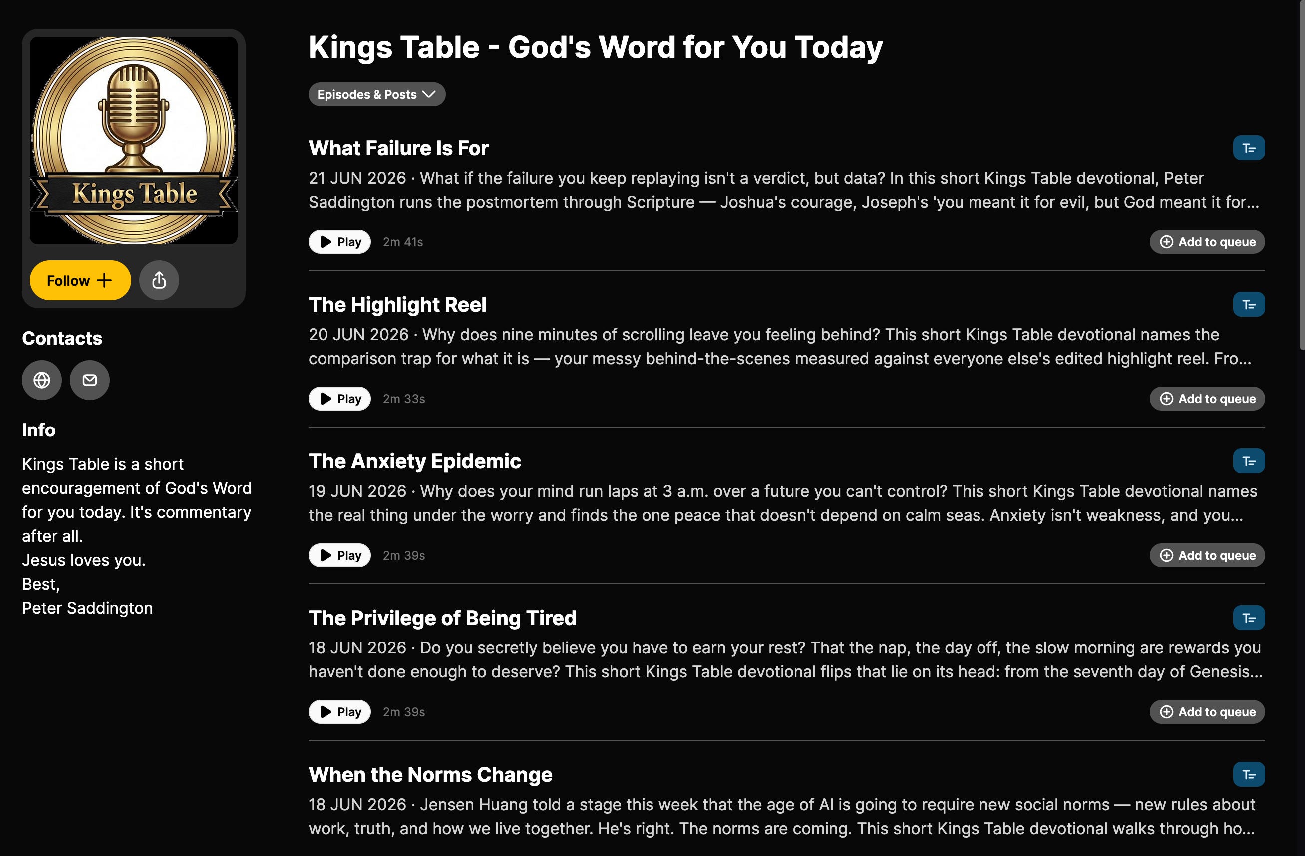 Kings Table - A Podcast of Encouragement - #144