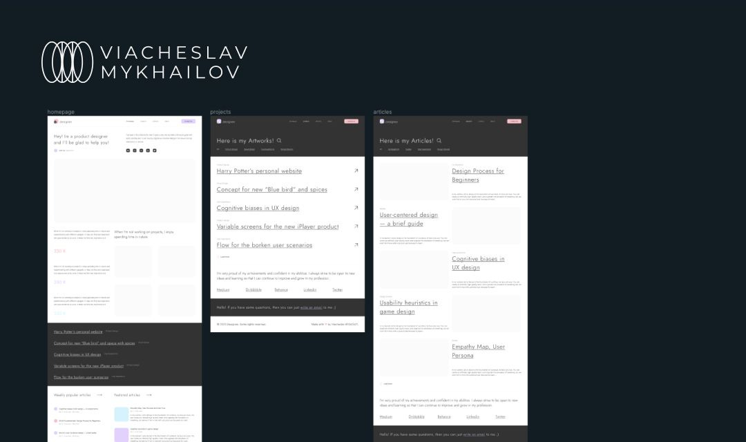 Website design preview - personal website