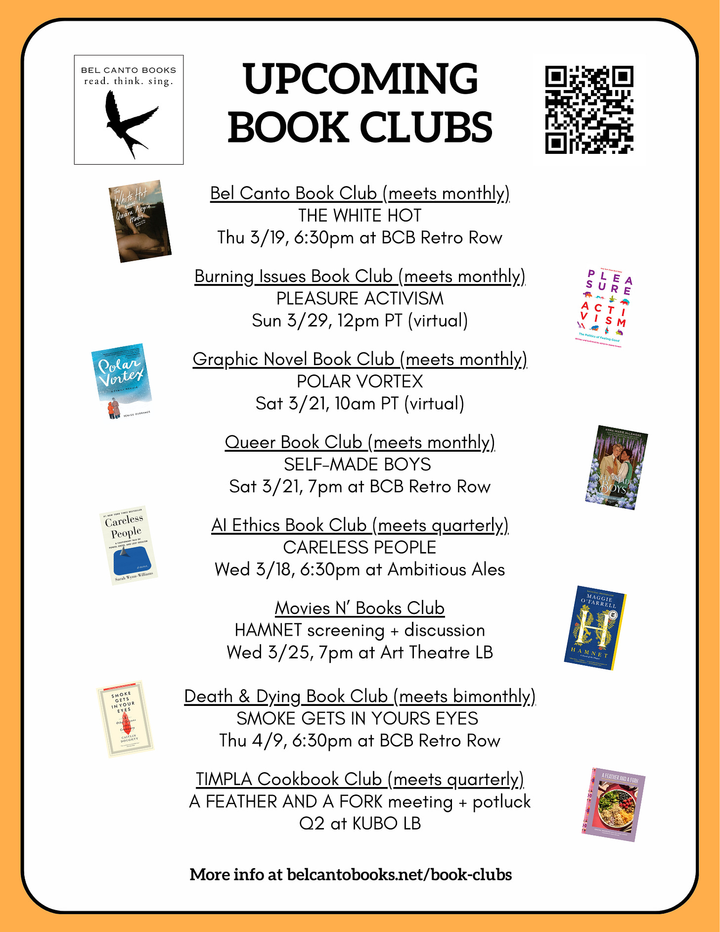 Book club flyer with book cover images