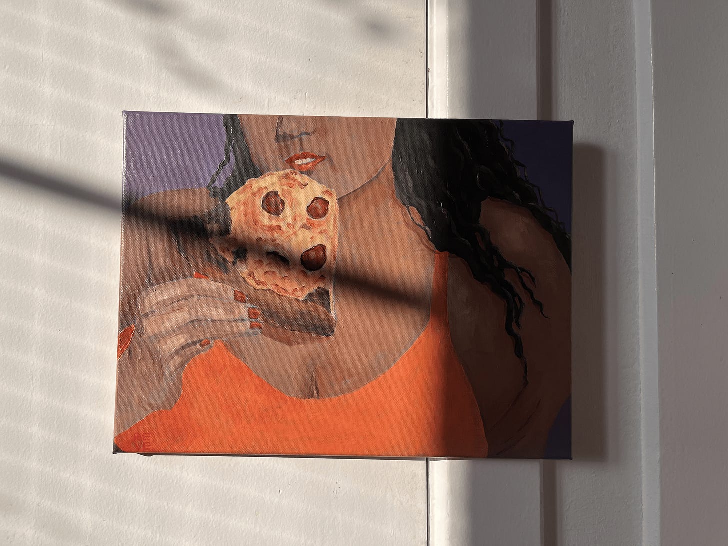 A painting of a person holding a slice of pizza

AI-generated content may be incorrect.