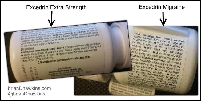 Excedrin Labels