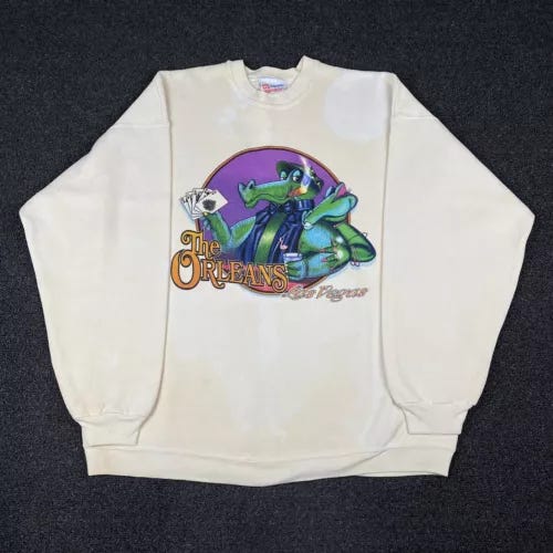 Vintage 90s The Orleans Las Vegas Sweatshirt Size XL Beige Hanes Heavyweight - Picture 1 of 9