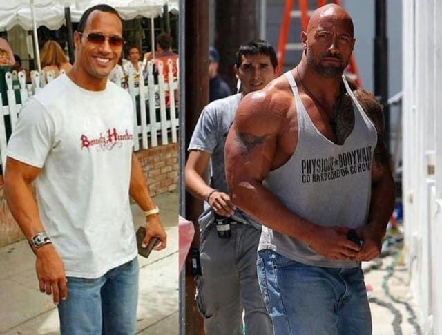 The Rock in his physical prime vs. in his 50s claiming to be natural : r/pics The Rock in his physical prime vs. in his 50s claiming to be natural : r/pics