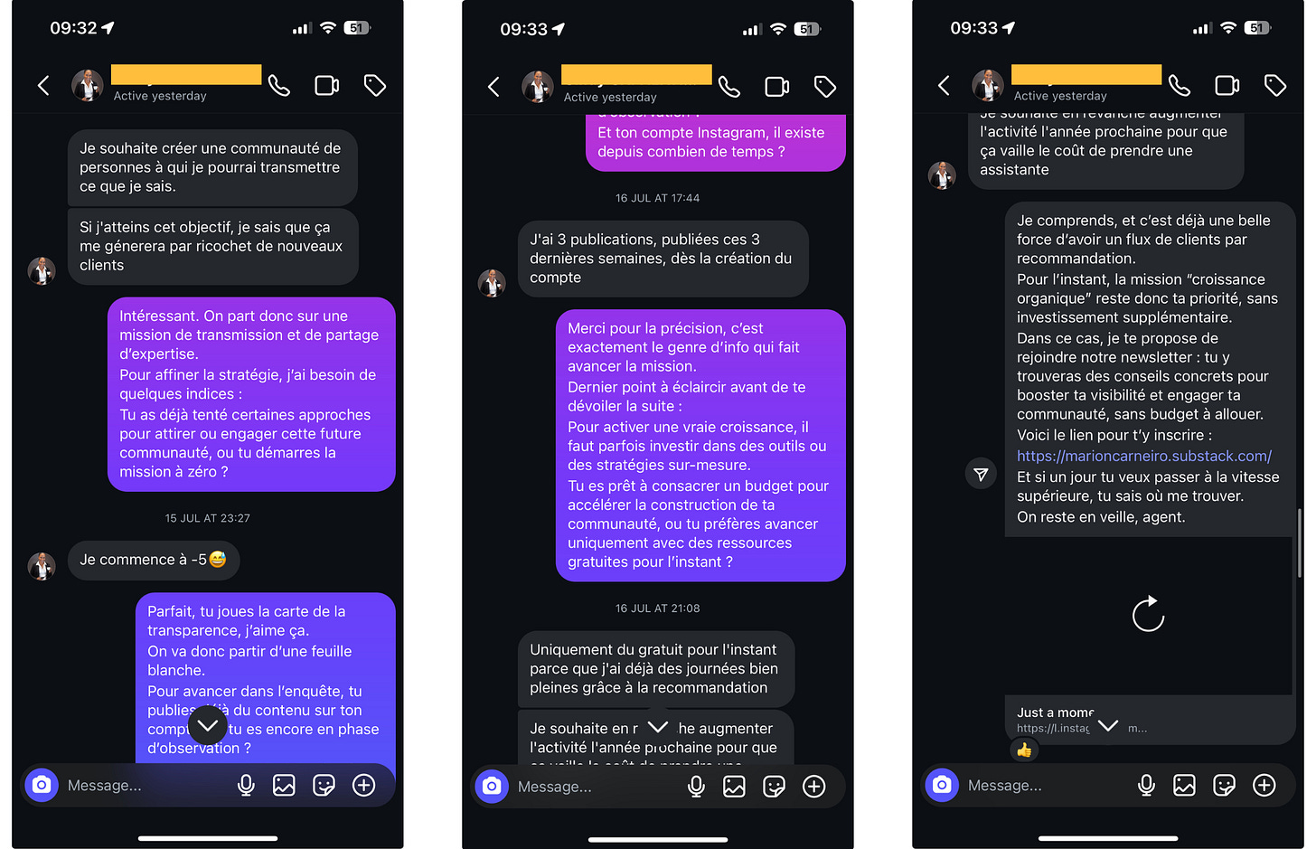 Agent IA Instagram My name is Bond