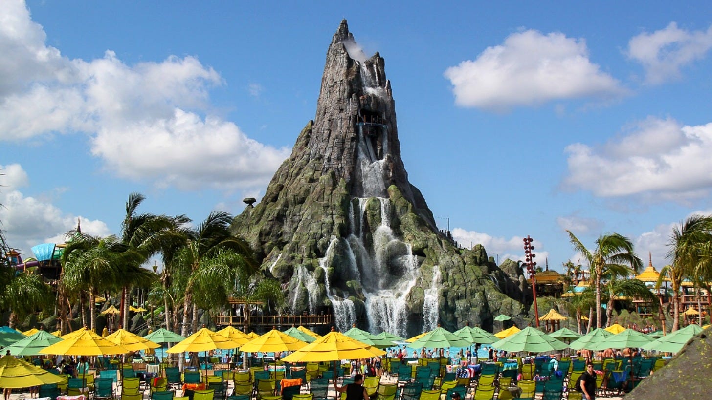 The Krakatau volcano at Universal's Volcano Bay water park. Image: Paulo Guereta via Wikimedia Commons The Krakatau volcano at Universal's Volcano Bay water park. Image: Paulo Guereta via Wikimedia Commons