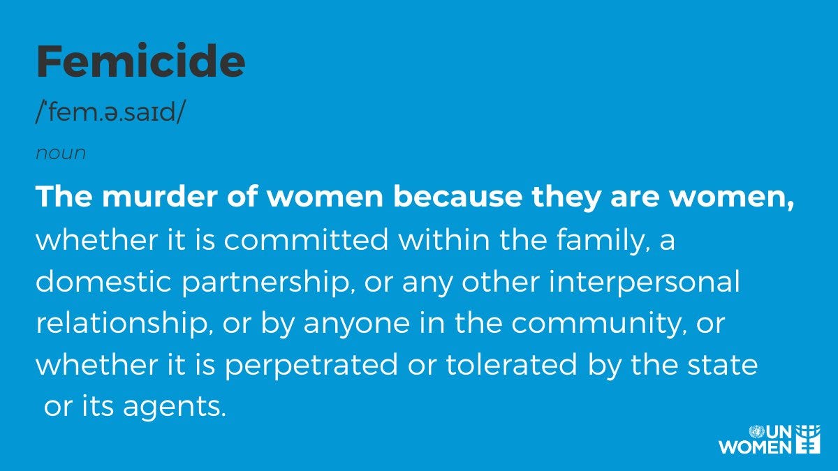 Femicide continues to take place all over the world, along with violence against women and girls. We stand up to this every day - because women and girls should be able to Femicide continues to take place all over the world, along with violence against women and girls. We stand up to this every day - because women and girls should be able to