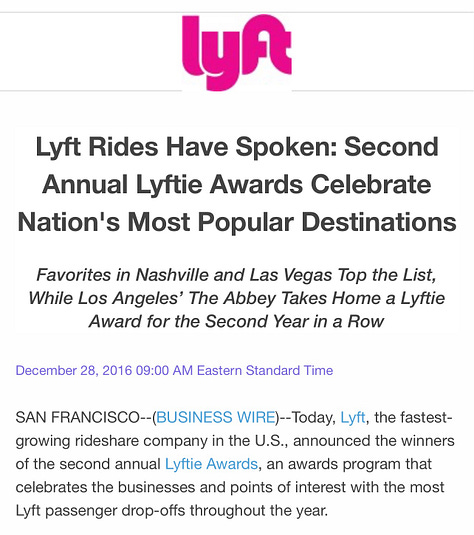 The Lyfties, Amp, and Las Vegas. The Tennessean clipping is preserved in the gallery.