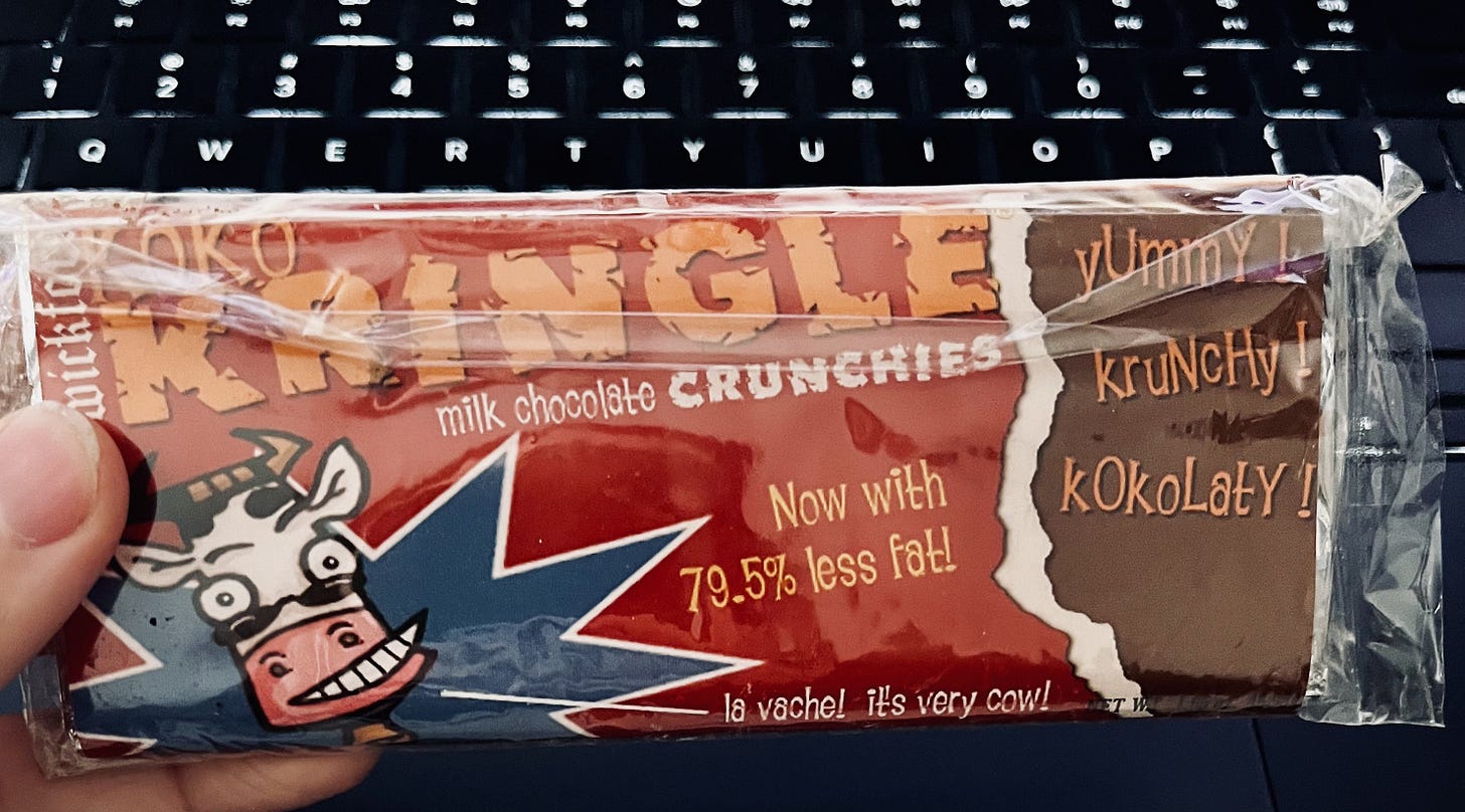 Image of a Koko Kringle the fictional chocolate bar featured in the Nancy Drew video game series by Her Interactive