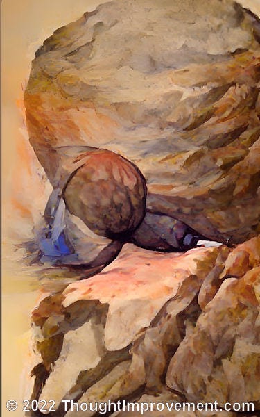Sisyphus and the endless climb.