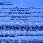 1985 Coronavirology Inferred Without Direct Observation That Two Coronaviruses Can Combine Their Genetic Material to Produce a New Coronavirus