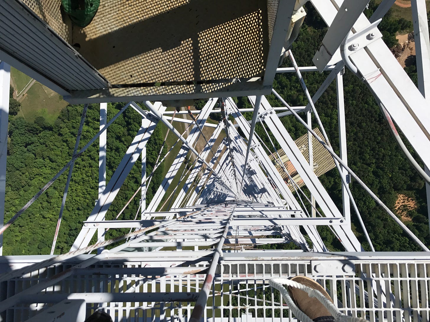 looking down the tower looking down the tower