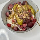 Pistachio protein pancake breakfast bowl
