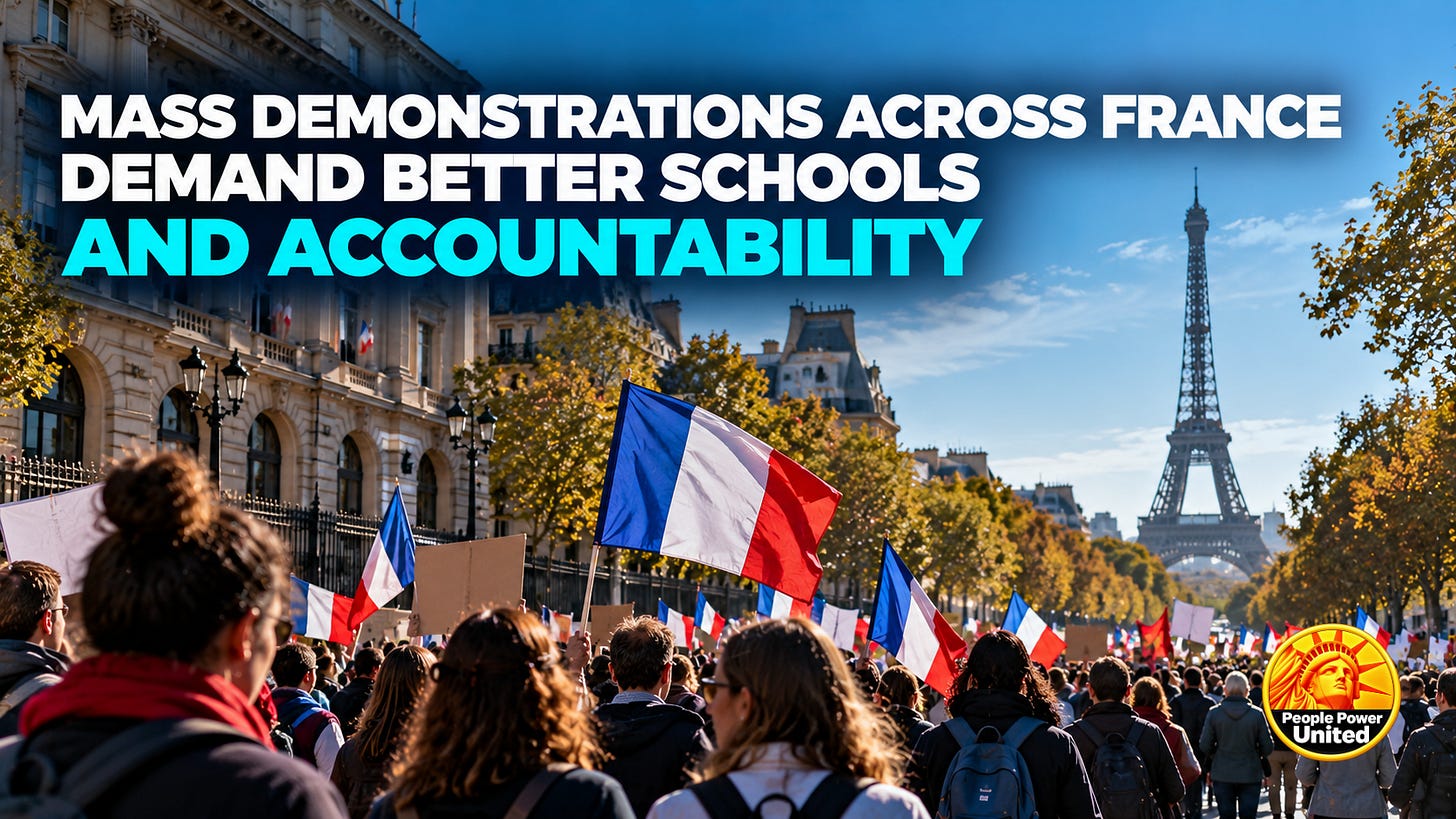 Mass demonstrations across France demand better schools and accountability. Mass demonstrations across France demand better schools and accountability.