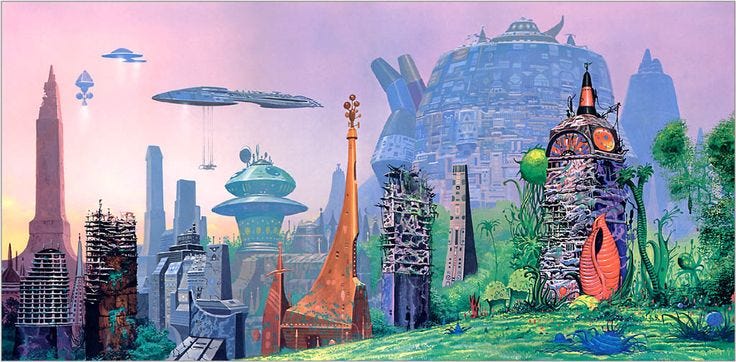 Freak51_z on Twitter: "#vintage #art By:Angus McKie #fantasy #landscape  #spaceship #scifi #Cosmos #wallpaper #Stars #retro #artwork  https://t.co/Pr47H9pQMF" / Twitter