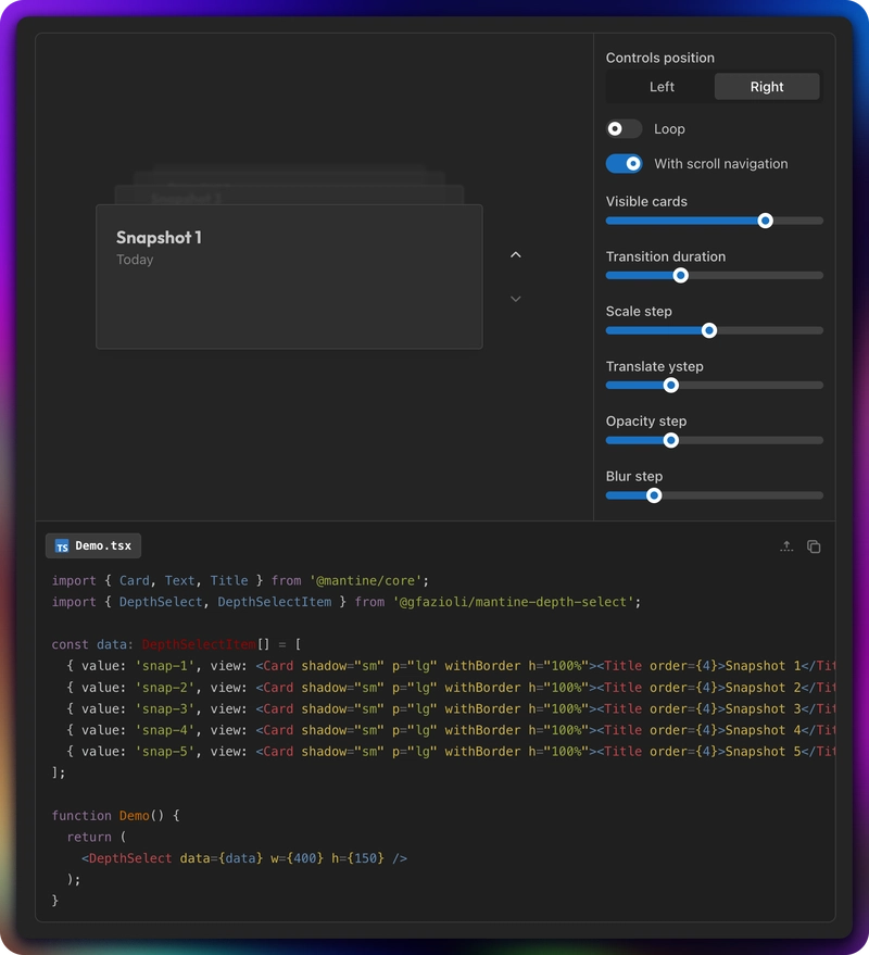 mantine Depth Select mantine Depth Select