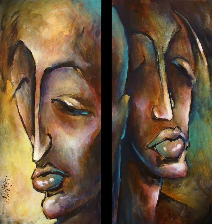 angels Of Deception' by Michael Lang | Expressionism painting, Surreal art,  Mixed media art canvas