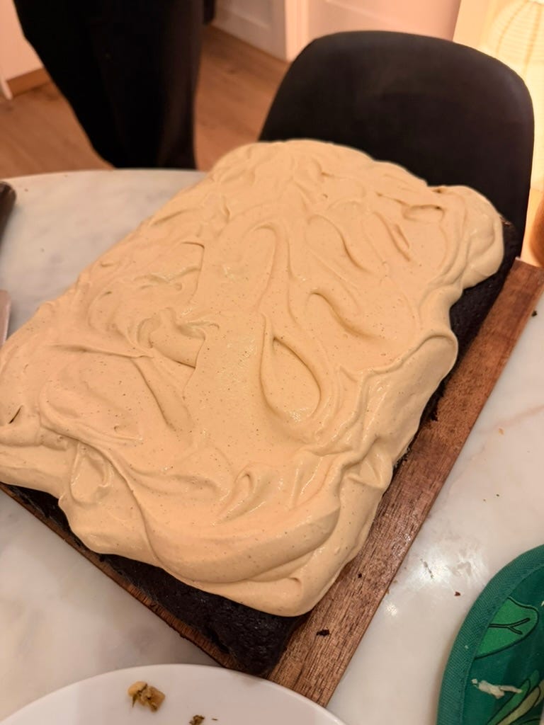Chocolate cake with burnt honey frosting