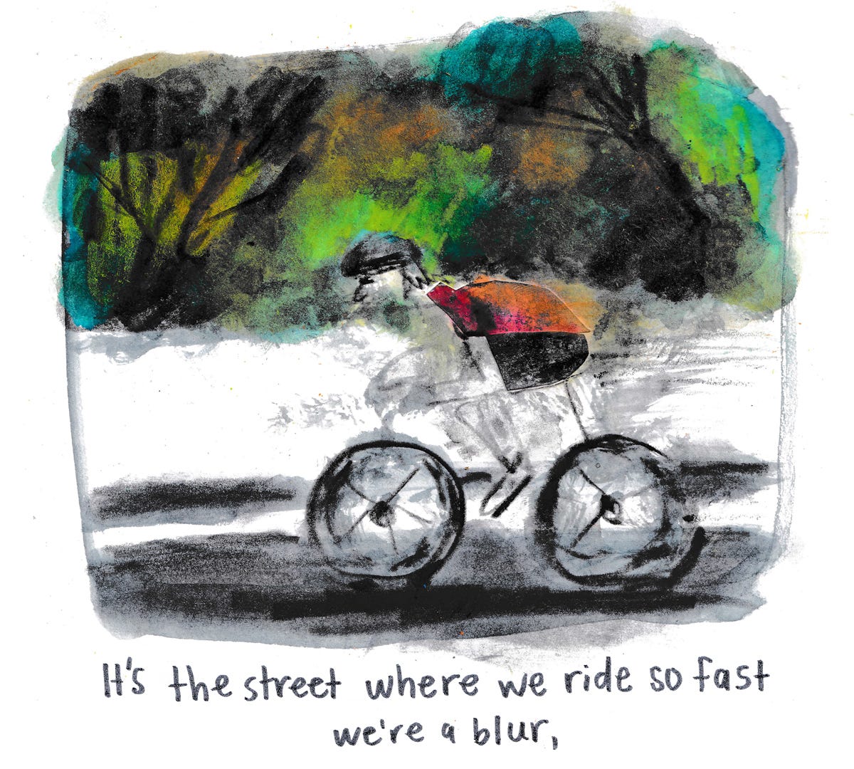 riding bike illustration by Beth Spencer