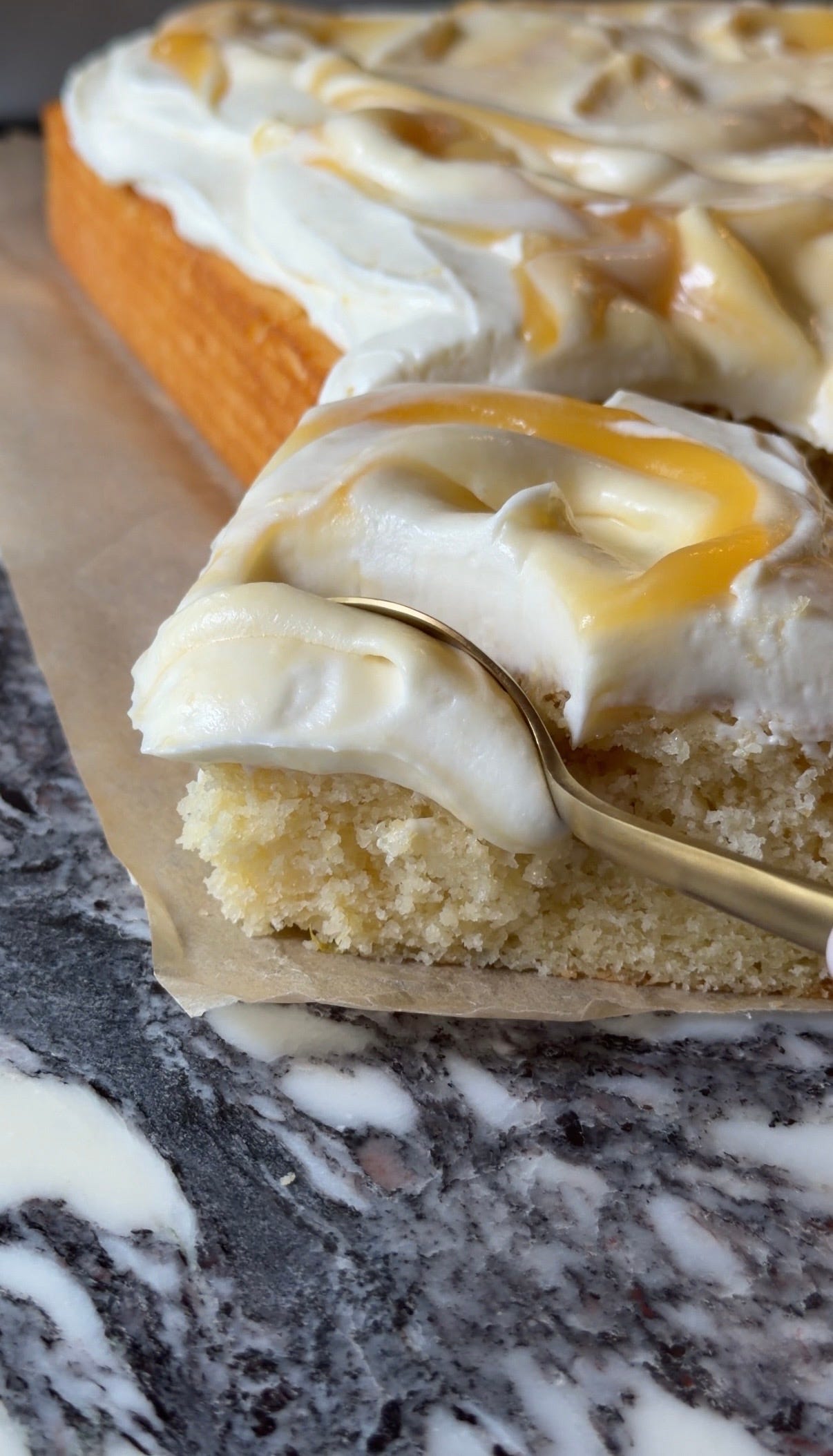 Lemon Cake With Lemon Cream Cheese Icing and Lemon Curd Swirls