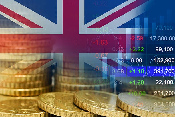 UK United Kingdom flag with stock market finance, economy trend graph digital technology. UK United Kingdom flag with stock market finance, economy trend graph digital technology. uk economic growth stock pictures, royalty-free photos & images