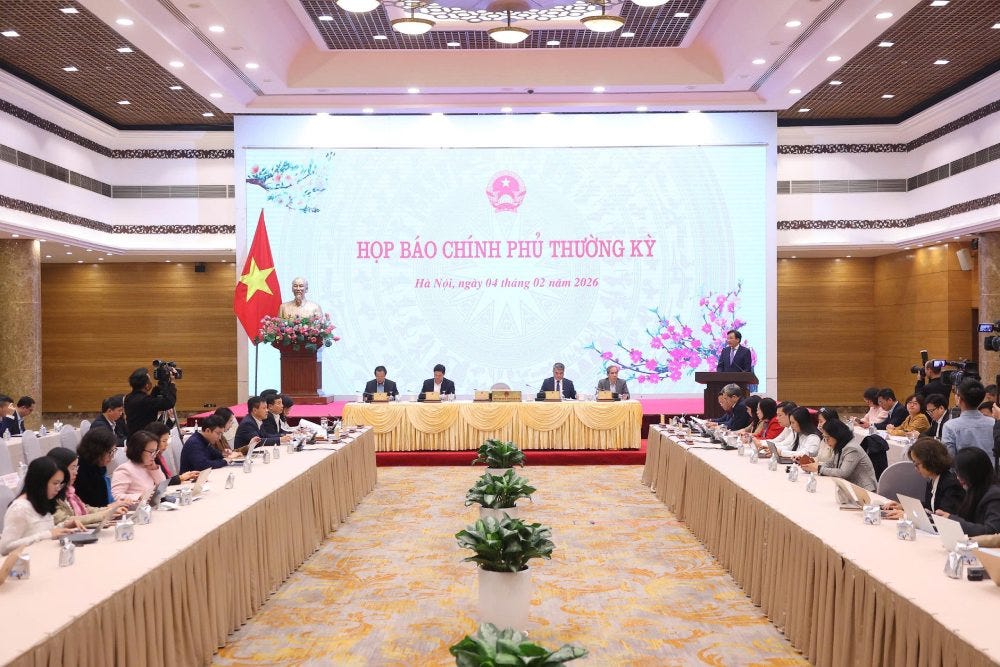 Họp báo Chính phủ thường kỳ tháng 1.2026. Ảnh: Trần Vương Họp báo Chính phủ thường kỳ tháng 1.2026. Ảnh: Trần Vương