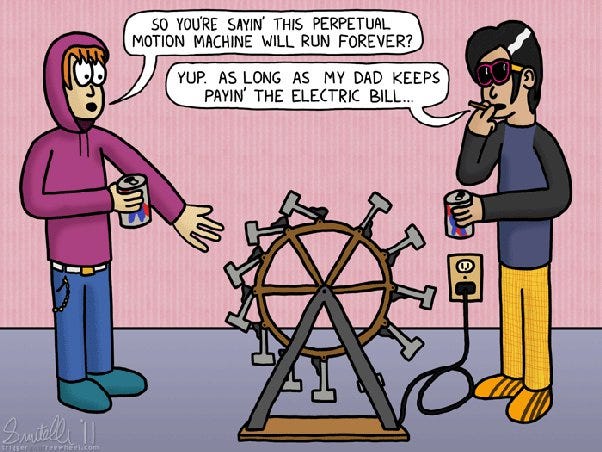 Is a perpetual motion electric motor possible? Couldn't the motor turn a  generator which charges battery that powers the motor? - Quora