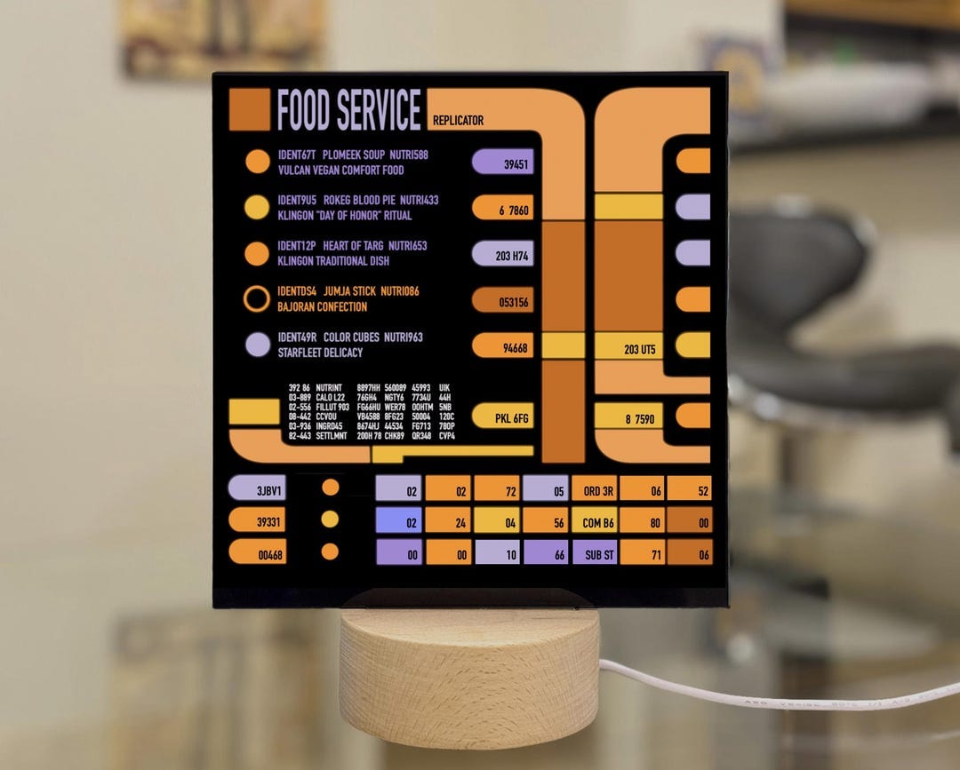 Starfleet Food Replicator LCARS Acrylic Panel Display Prop - Etsy