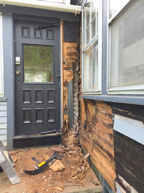 a series of house construction photos. 