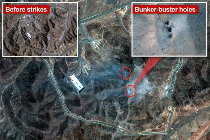May be an image of map and text that says 'Before strikes Bunker Bunker-buster buster holes ESDD2.'