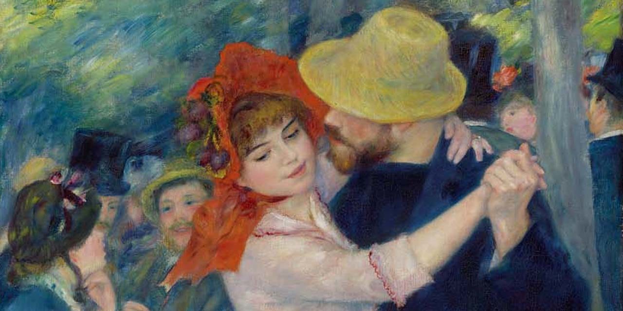 Renoir's painting of a man and woman dancing in a park