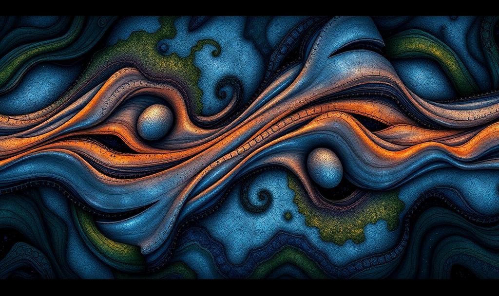 two wrinkly eyes in a fractal face
