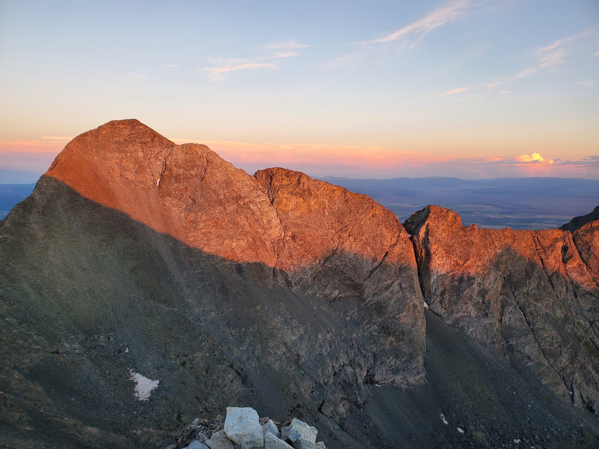 alpenglow on the ridgeline