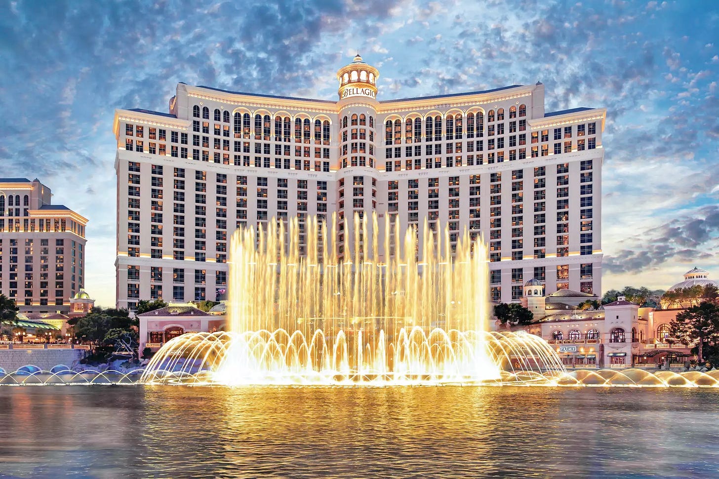Belagio Fountains in front of hotel.