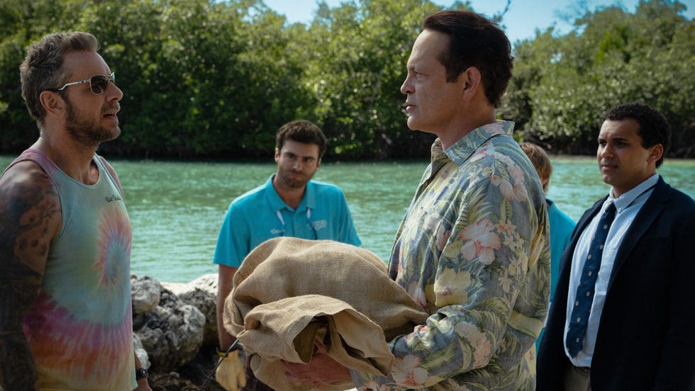 Dax Shepard and Vince Vaughn in “Bad Monkey” season two, premiering Wednesday, December 2, 2026.