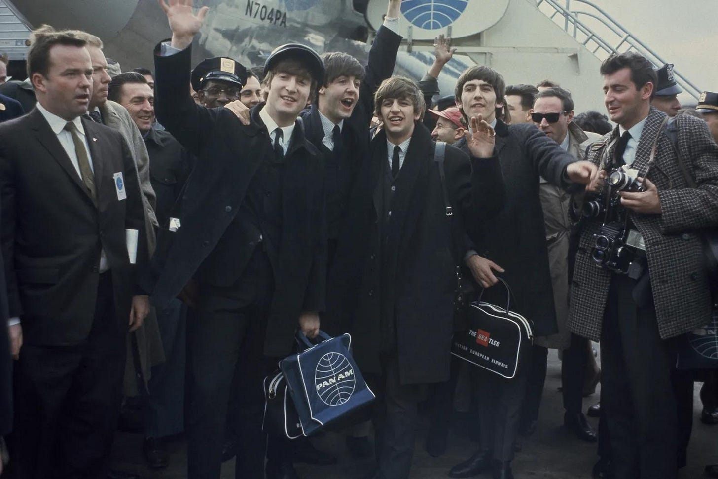 The Beatles arriving in America - 1964 The Beatles arriving in America - 1964