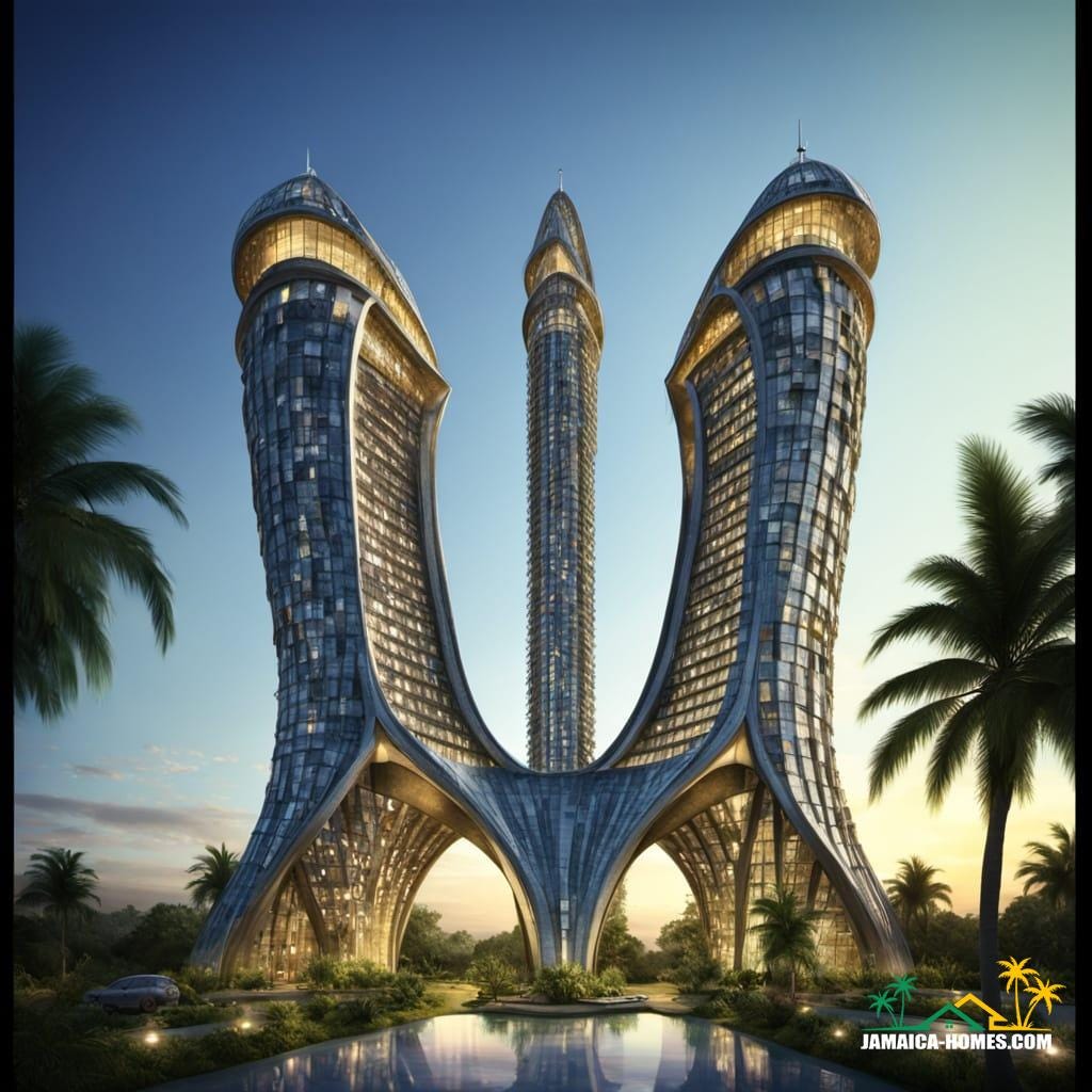 A modern church building stands in Jamaica.