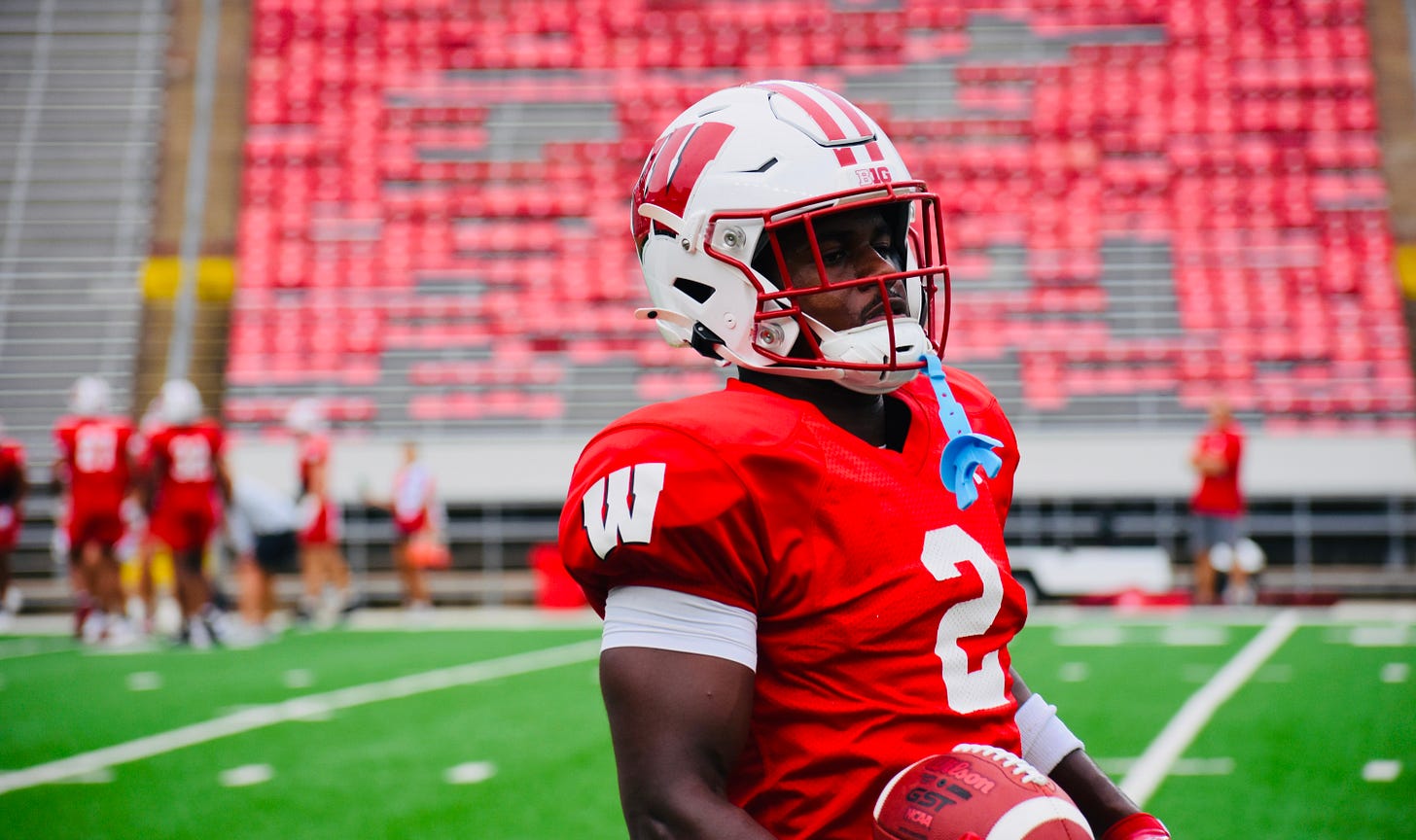 Wisconsin Badgers defensive back Ricardo Hallman on the field at Camp Randall Stadium during fall camp. Wisconsin Badgers defensive back Ricardo Hallman on the field at Camp Randall Stadium during fall camp.
