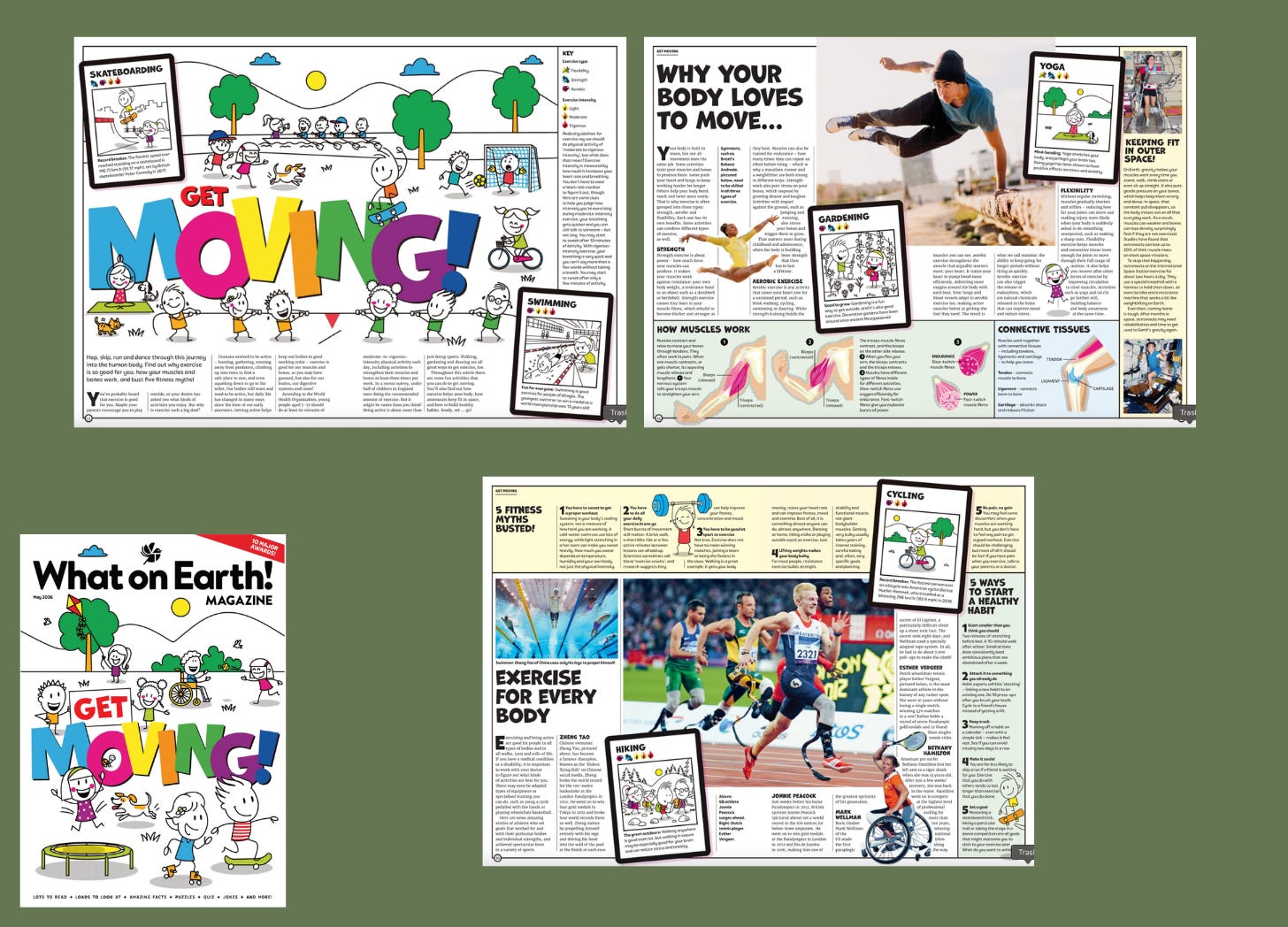 cover and get moving pages from what on earth magazine