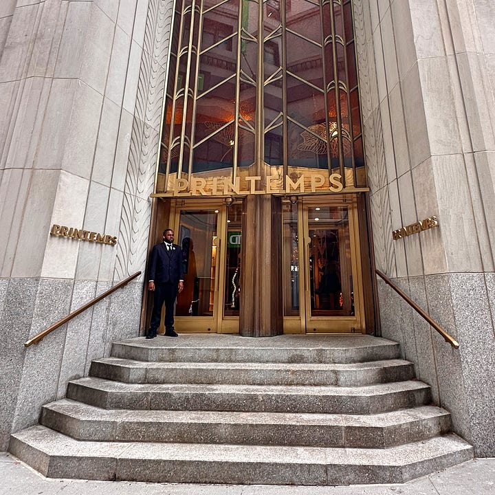 The separate entrances to the new Printemps NYC