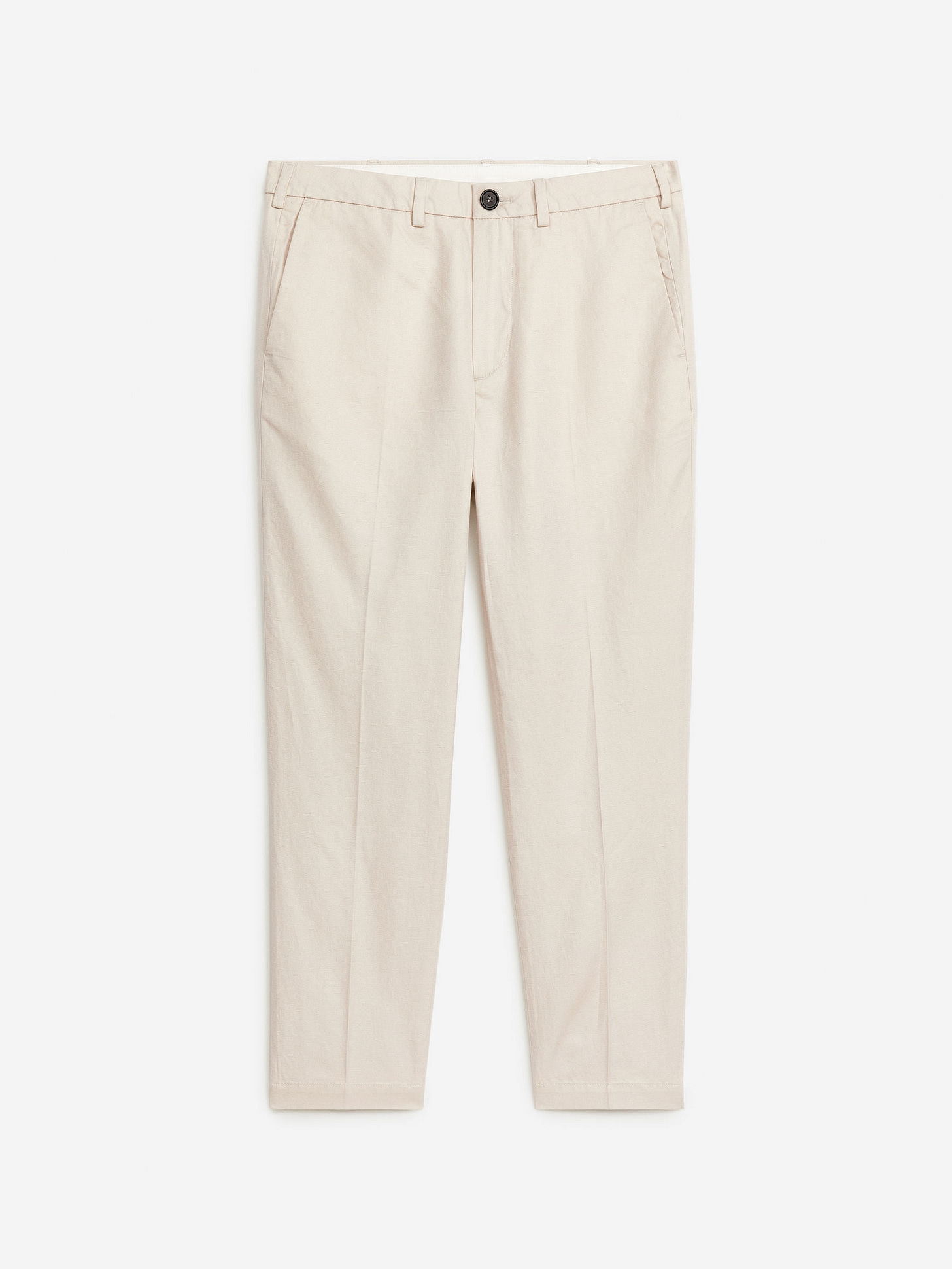 Regular Cropped Cotton-Linen Trousers - Off-White - Regular fit - Men - StillMedia/DescriptiveStillLife - 1