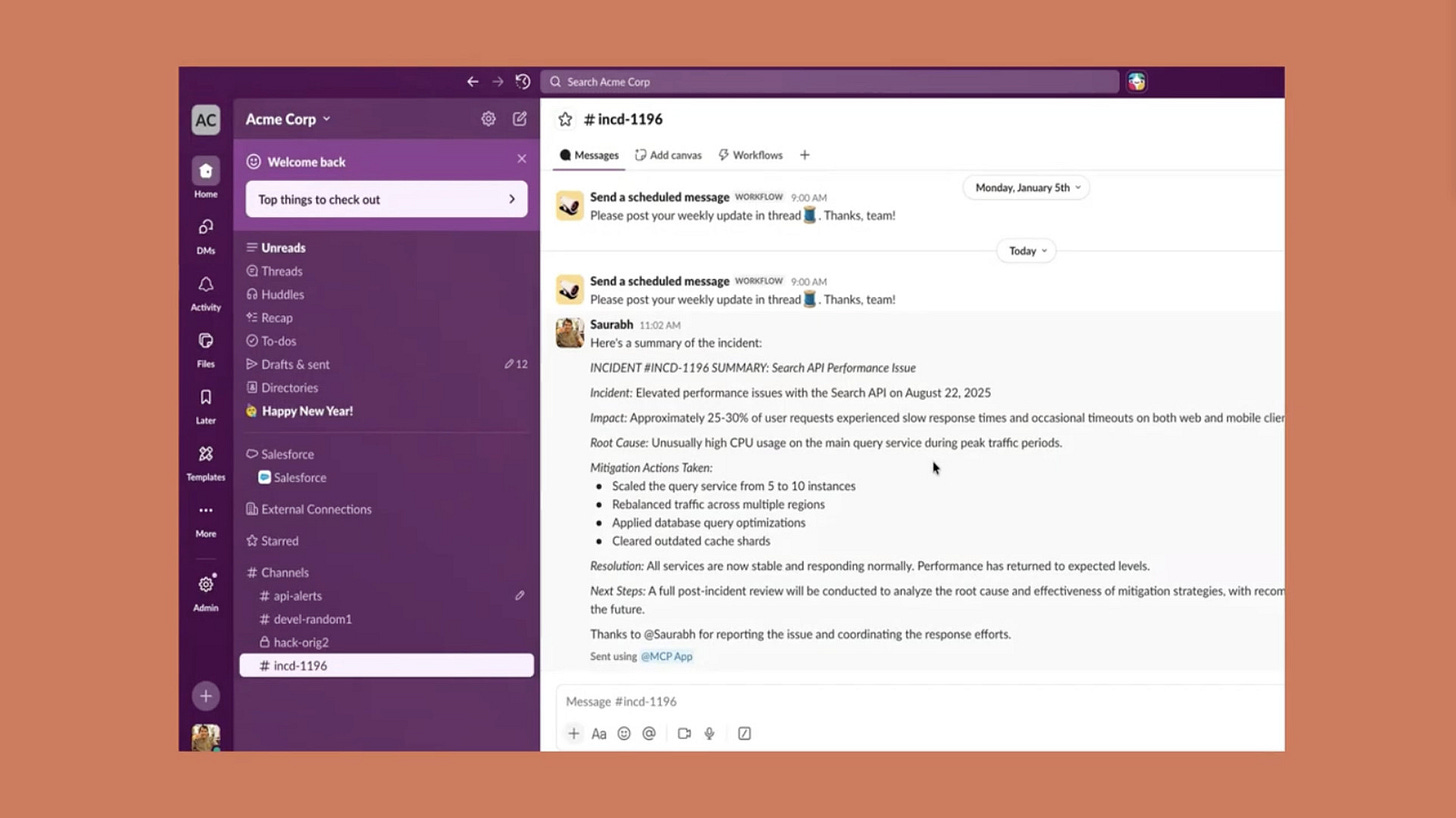 Slack integration showing message drafting inside Claude Slack integration showing message drafting inside Claude