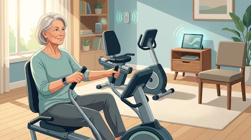 A woman on a recumbent bicycle