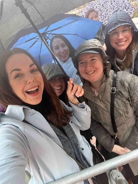 Three shots of Elizabeth meeting SMT community members in Boston.