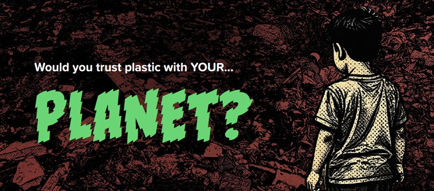 A young boy, dressed in a white shirt and khaki pants, is seen holding a plastic bag, symbolizing a question about the trustworthiness of plastic with the environment.

AI-generated content may be incorrect.